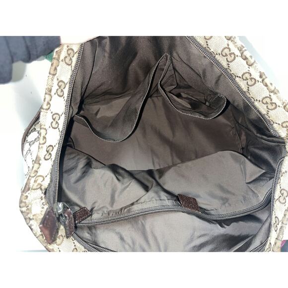 Gucci Vintage Monogram Canvas Tote Bag with Web Straps - Picture 3 of 8